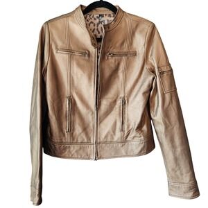 Leather Moto Jacket - Tan